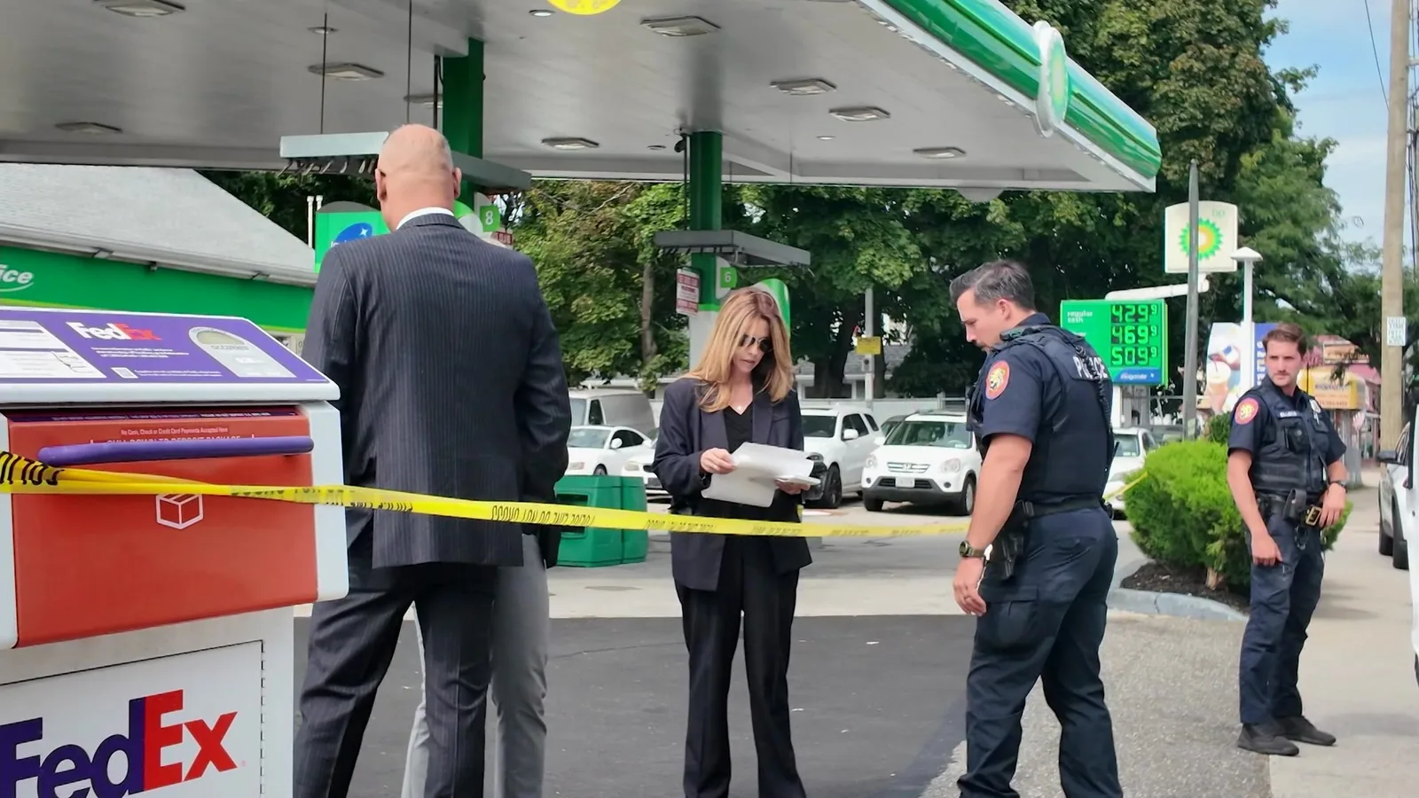 Police investigate a South Hempstead BP gas station after a reported robbery and injury